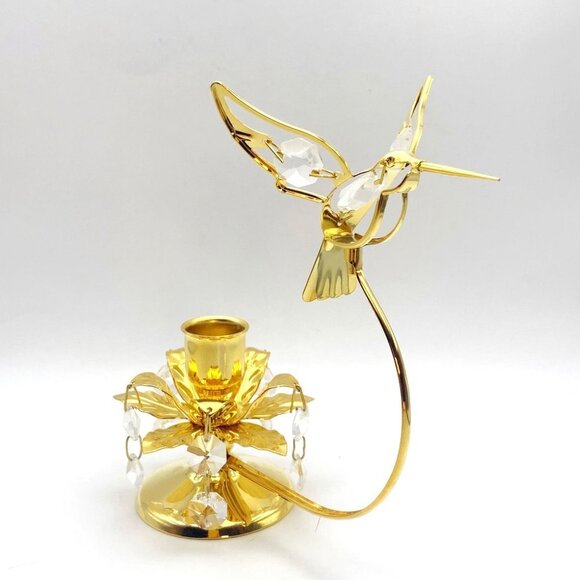 Austrian Crystal Delight Hummingbird Flower Chandelier Candle Holder 6.5” - Picture 4 of 9